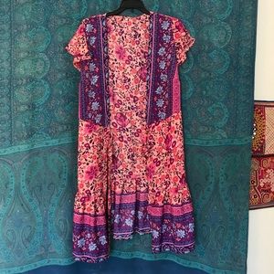 Wrap Dress Floral Pink Purple